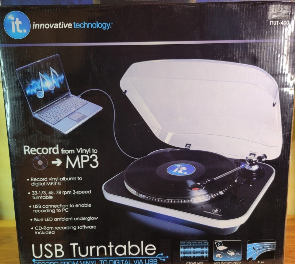 Innovative Technology ITUT400  Turntable Encode Vinyl to PC CD Laptop Memory Chp