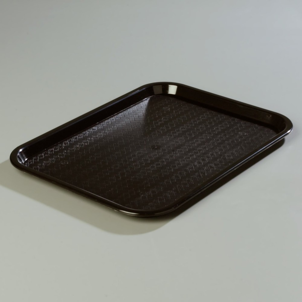 Customizable 12" x 16" Black Plastic Tray with Scratch-Resistant Weave Design