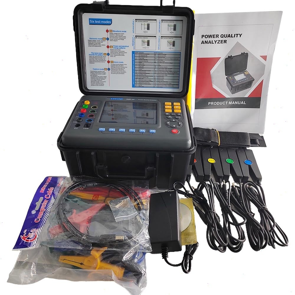 Three-Phase Power Quality Analyzer with Energy Parameters Wh Varh Vah 10mA~10.0A