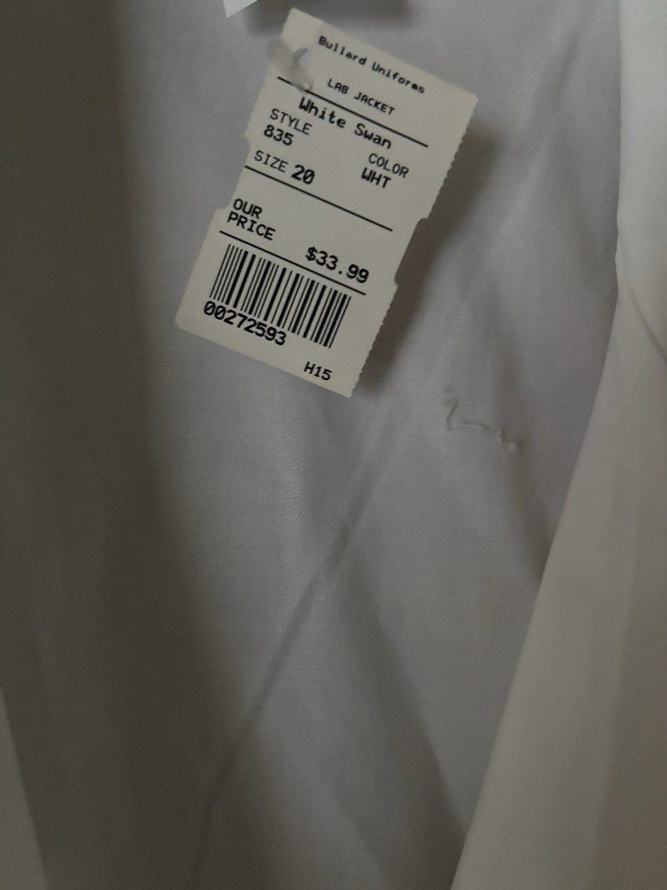META Button-Front Lab Coat Size 20 Women’s White
