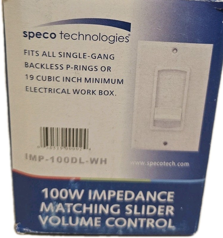 Speco Technologies Slider Control Volume,100W IMP100DLWH Speco Technologies New