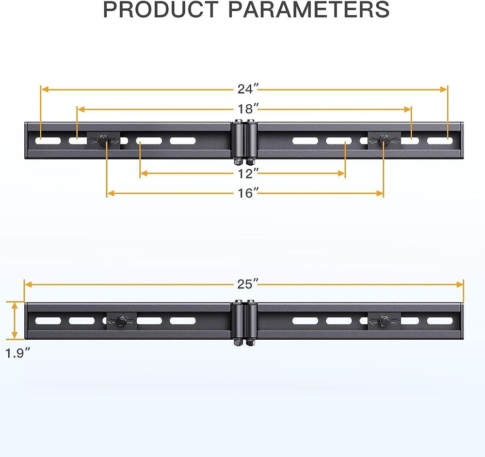 TV Wall Mount Extension Bracket 16-24in Stud Extender Black