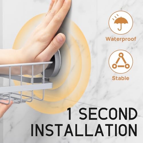 Corner-adaptive Suction Cup Shower Caddies 2 Pack, Corner Caddy, Grey
