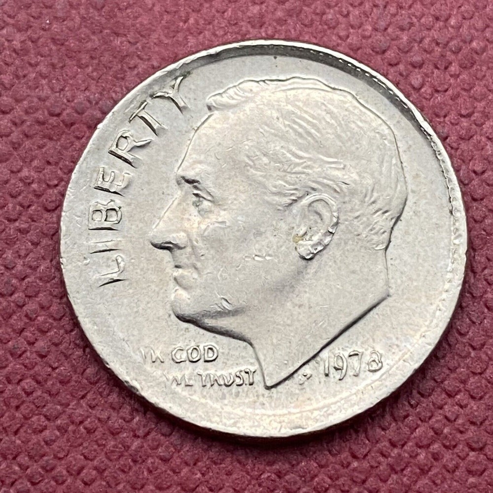 1978 Roosevelt Dime 10c MINT ERROR - OFF CENTER #48987