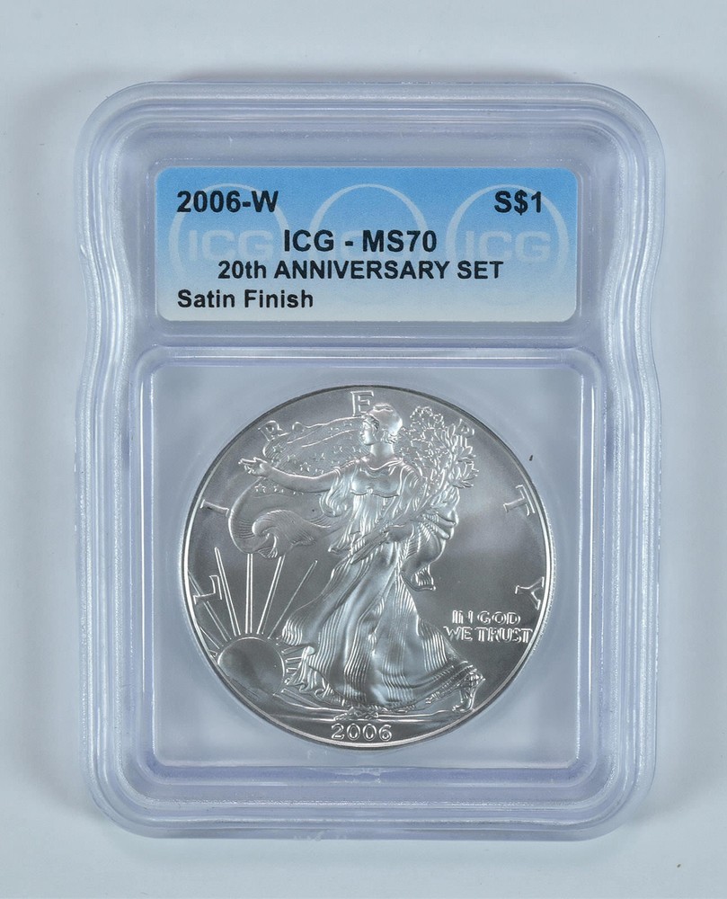 2006-W Burnished Silver Eagle Anniversary Set MS70 ICG
