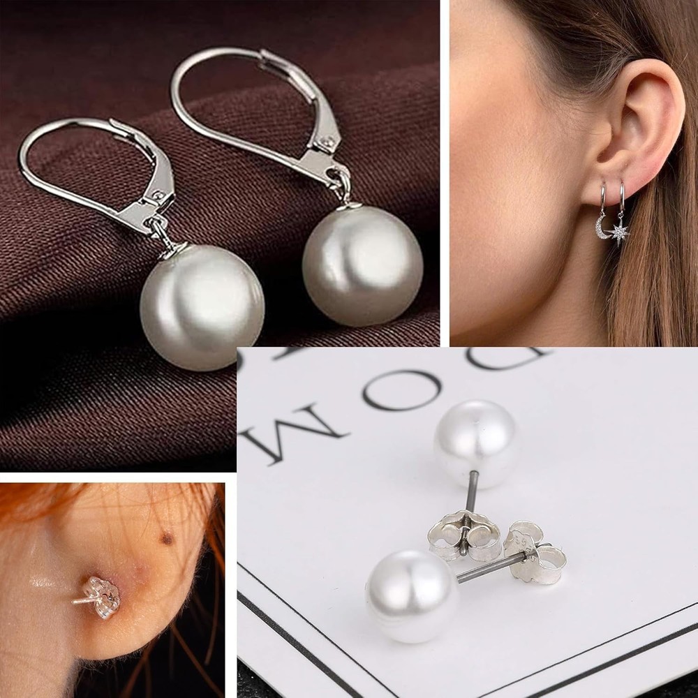 Elegant 16pcs Sterling Silver Dangle Hooks - Safe Hypoallergenic Earring Support
