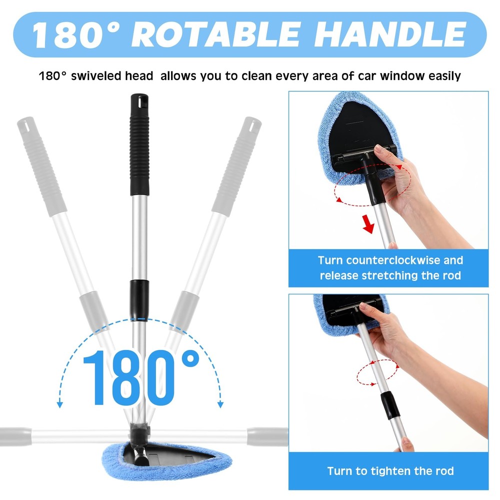 Baderke 10 Pcs Windshield Cleaner Tool Car Window Cleaning Light Blue