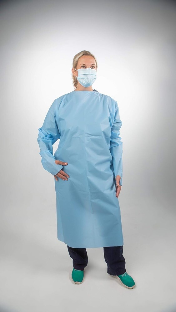 *75-Pieces* TIDI Shield AAMI Level 2 Isolation Gown Open Back Thumb Loop 8576A