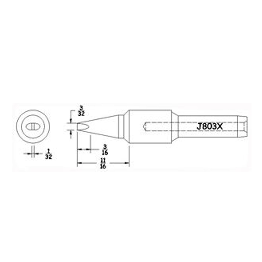 Hexacon J803X Semi Chisel Soldering Tip, 3/32"