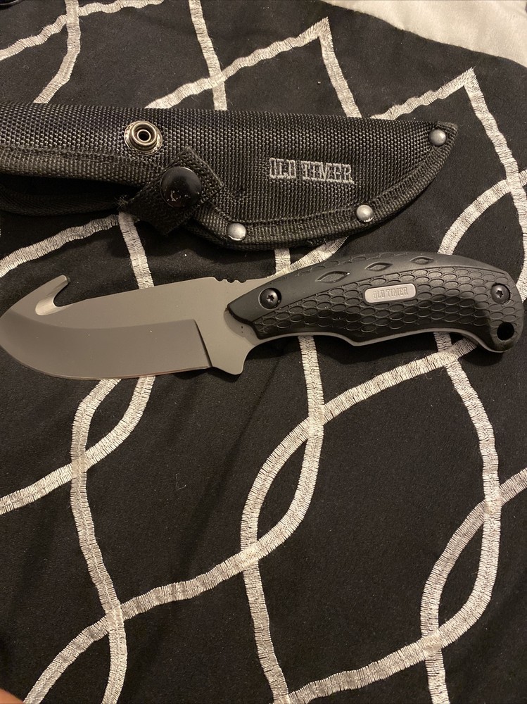 Old Timer 2143OT Copperhead Snake Full Tang Fixed Guthook Blade Knife + Sheath