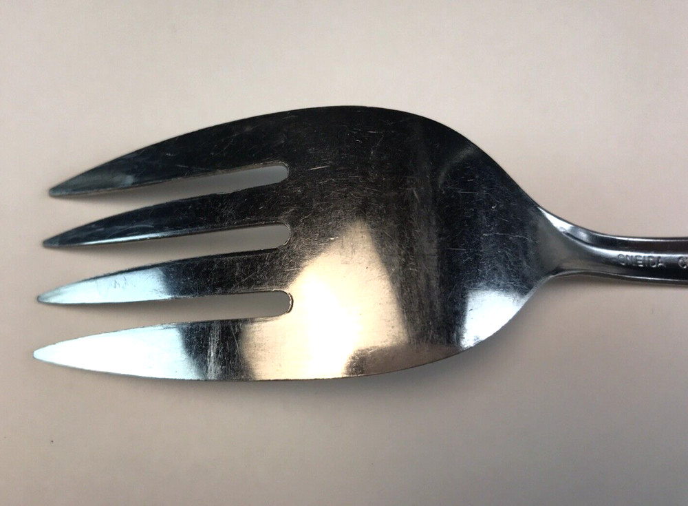 Oneida Roseanne Serving Ladle Spoon / Cold Meat Fork Stainless Flatware 2 Pieces