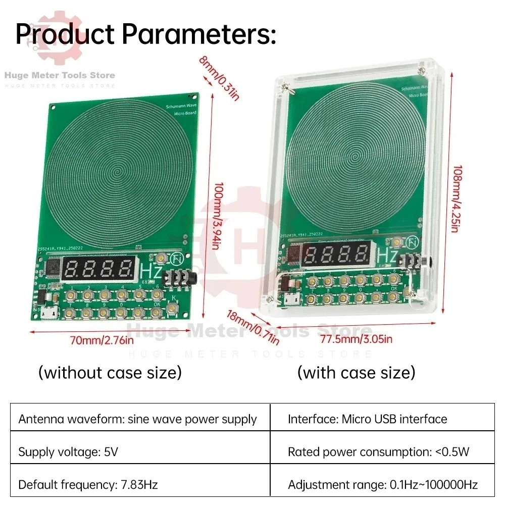 For Schumann Wave Generator Pulse Sine Frequency+Audio Output Connector+Case
