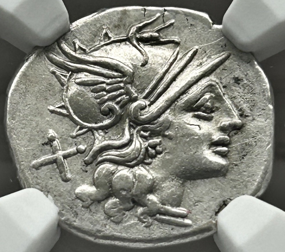 NGC XF S Afranius AR Denarius 150 BC Roma Victory