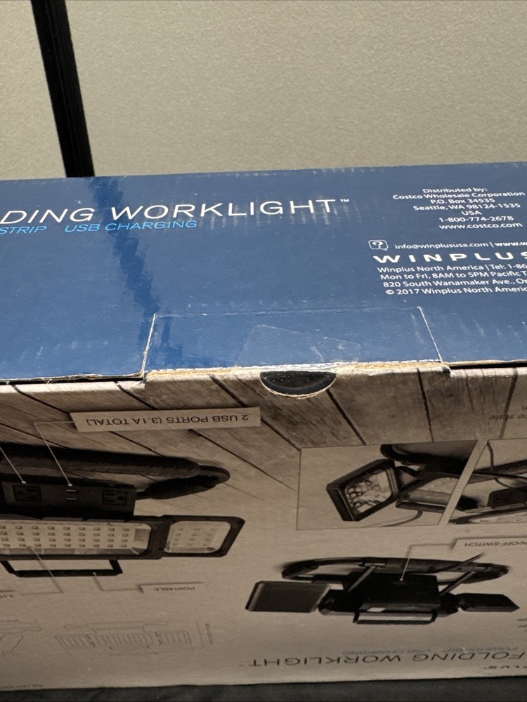 2100 Lumens LED Panel Folding Work Light with AC USB Power Strip Mountable