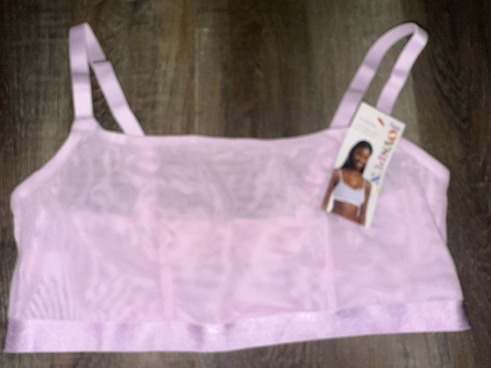 Joyspun ~ Women's Bralette Unlined Wirefree Mesh Bra Pink Pullover Nylon ~ 3XL