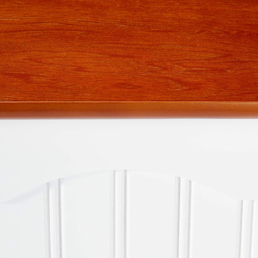 Elegant White/Walnut Kitchen Pantry Sideboard Buffet Storage Cabinet