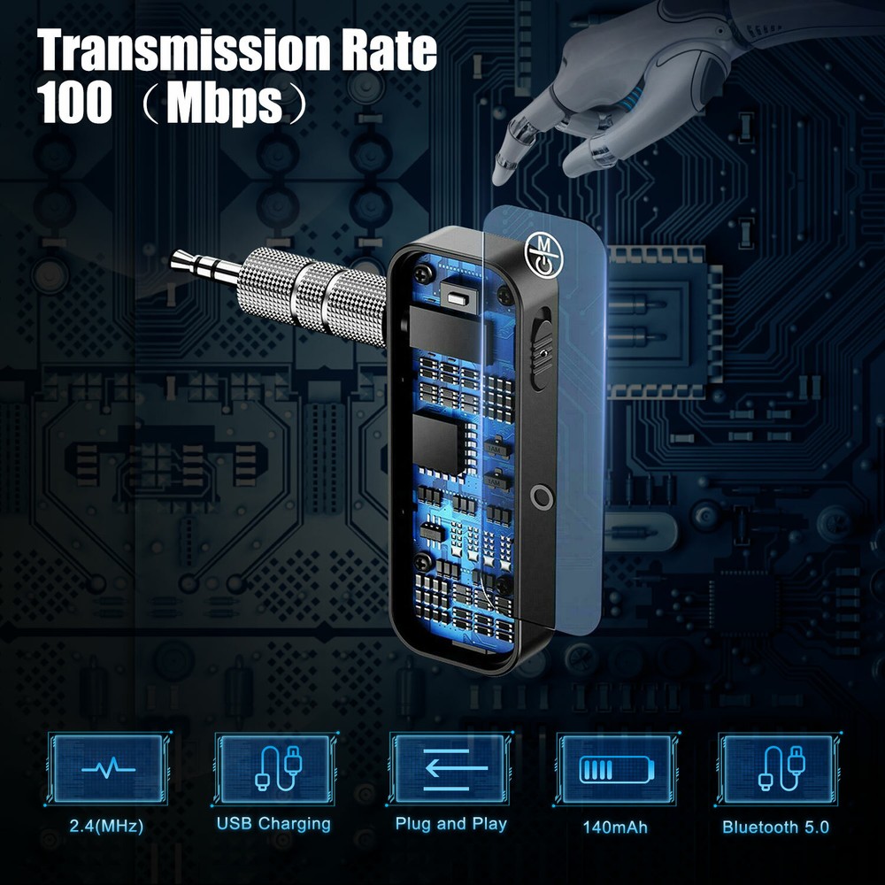 USB Wireless Bluetooth 5.0 Transmitter Receiver for Car Music Audio Aux Adapter