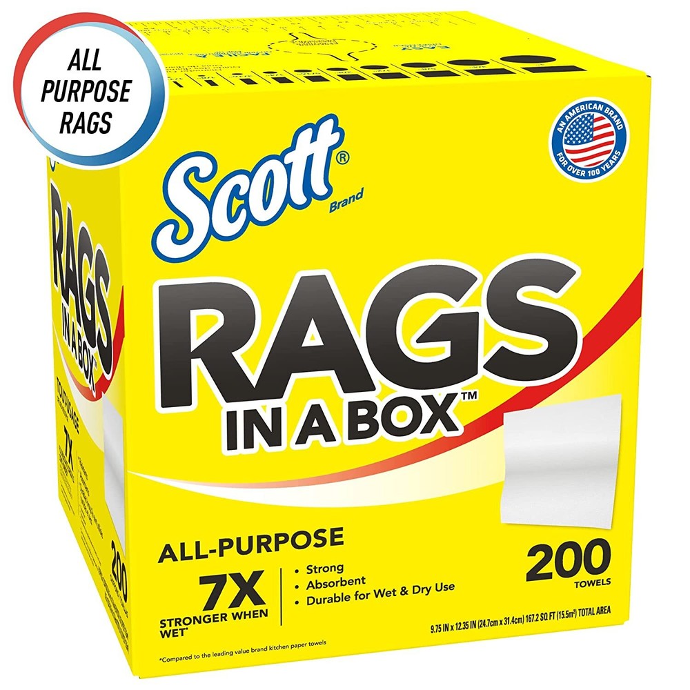 Scott Multi-Purpose Rags In-A-Box, White, 8 Boxes (KCC 75260CT)