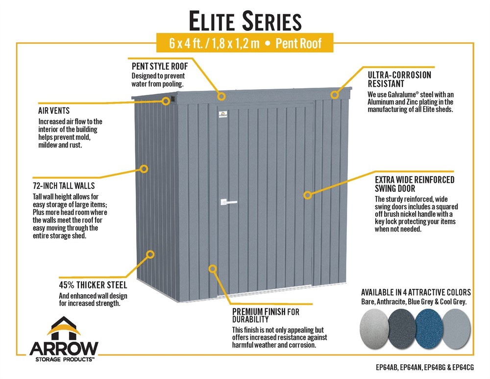 Arrow Elite, 6x4, Galvalume