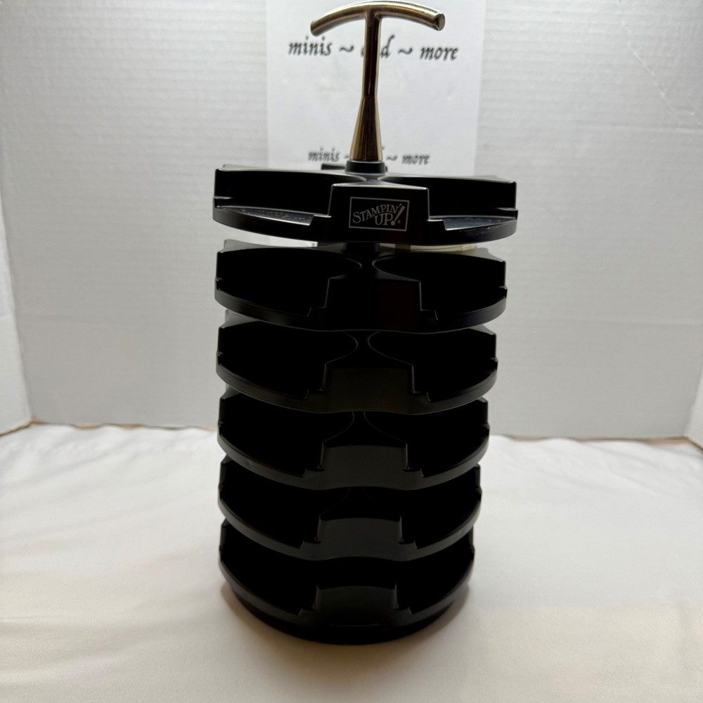 Stampin Up Stack & Store Caddy Carousel w/27 Embellishment Packs 9 Empty Black