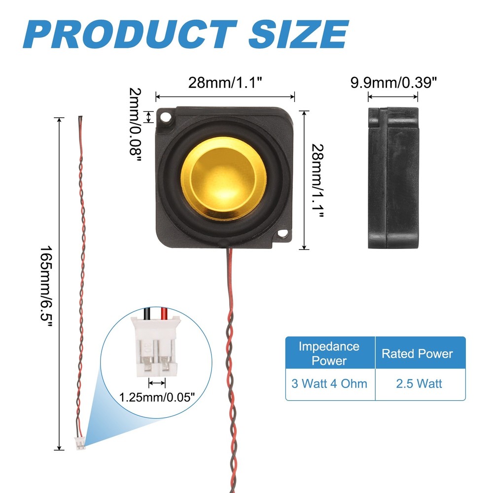 3W 4Ω Mini Speaker, 4PCS Full-Range Portable Micro Loudspeaker, Black Gold