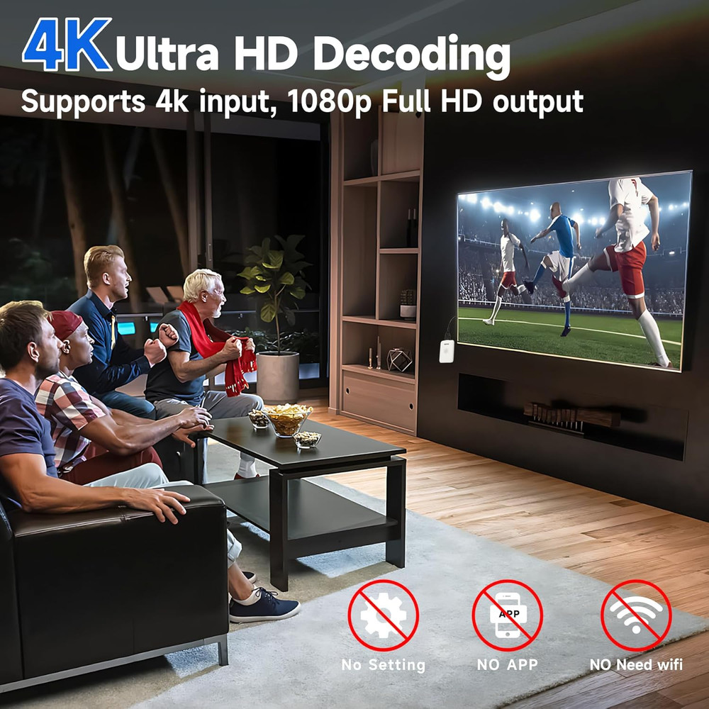 4K Wireless HDMI Display Dongle Adapter, Wireless Transmitter, Streaming Media V