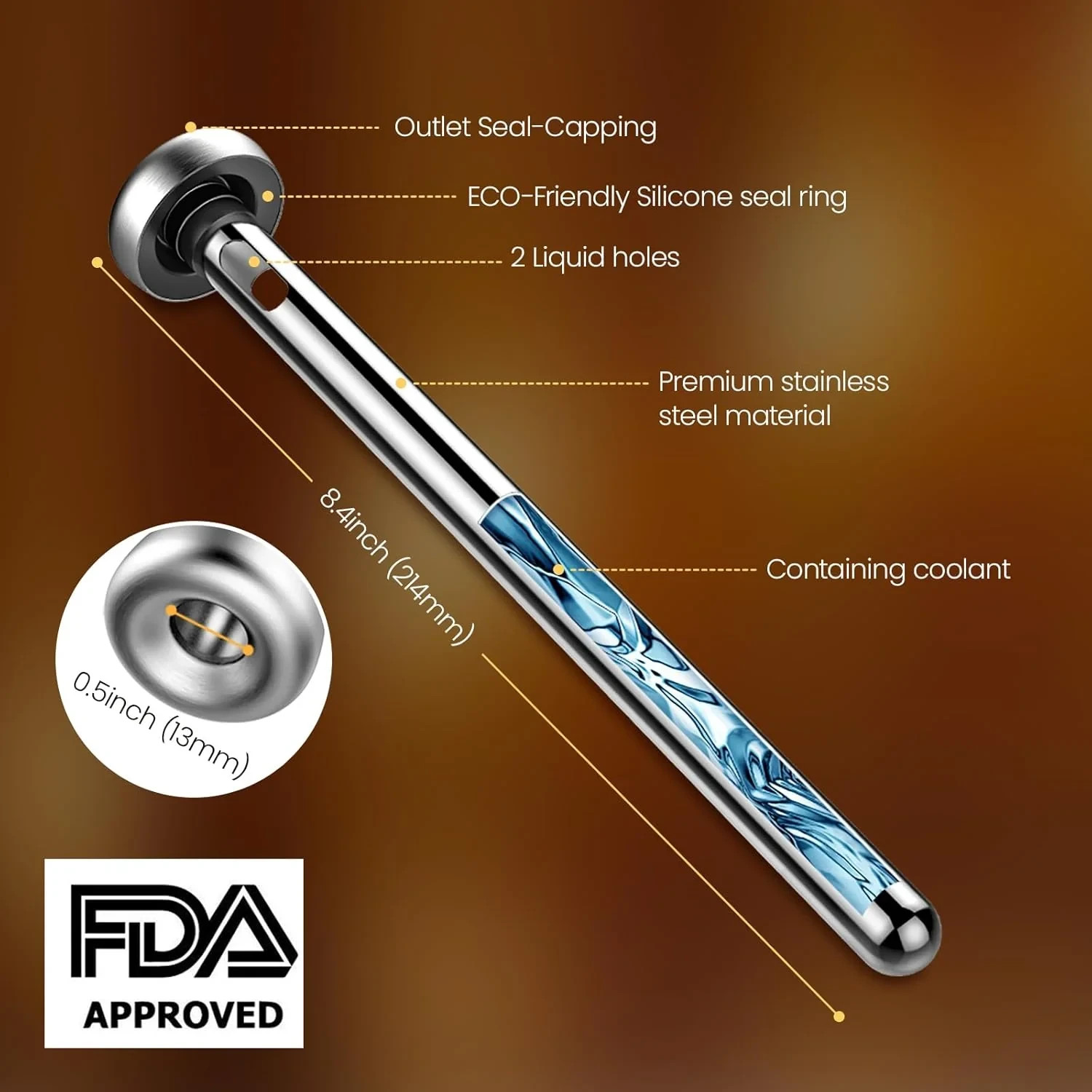 Beer Chiller Sticks 2 Pack Stainless Steel Drink Cooler Rods Reusable NEW