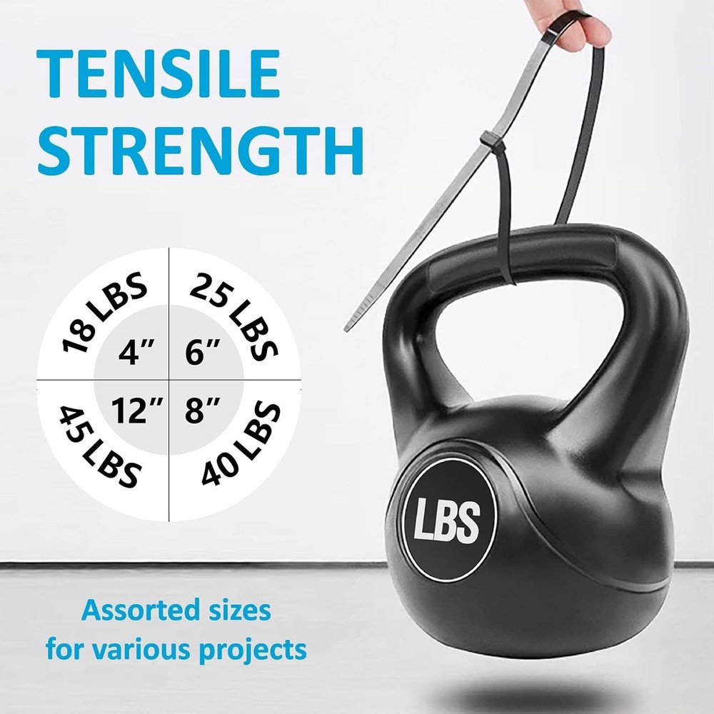 Multi-Purpose Nylon Zip Ties 400 Pack - Assorted Sizes 4”-12” with High Strength