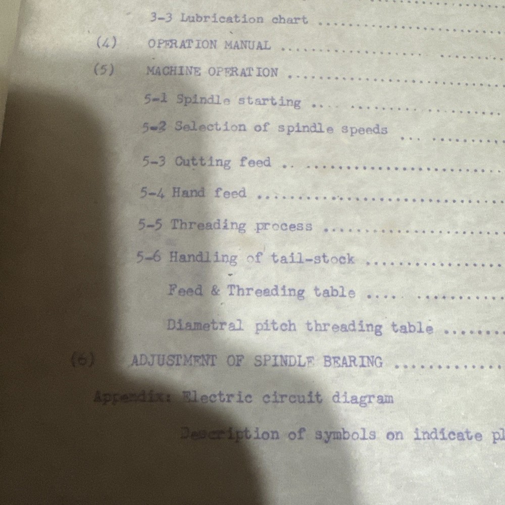 Instruction For Precision Engine Lathe Model Cl-40 Cl-60 Machine No.3035
