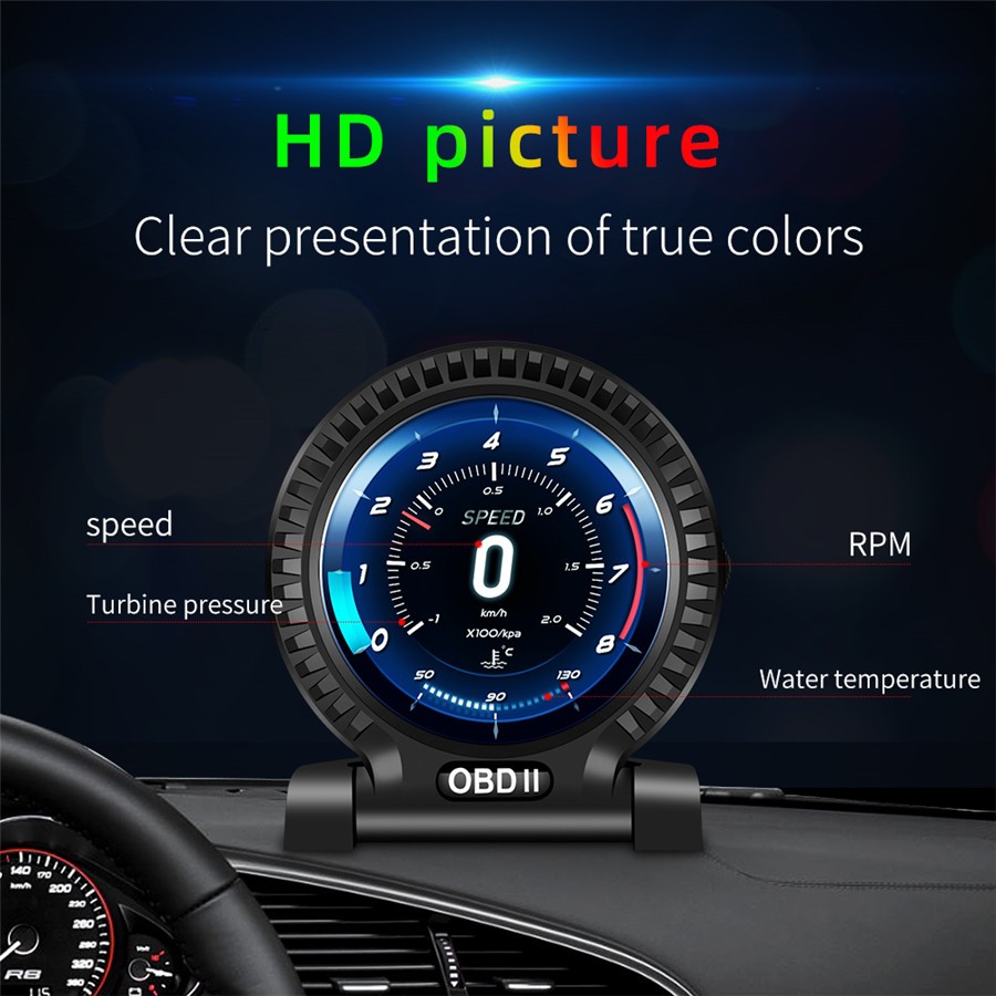 OBD2 Multi Function Display HUD Car Digital Voltage Speed Fuel Consumption Gauge