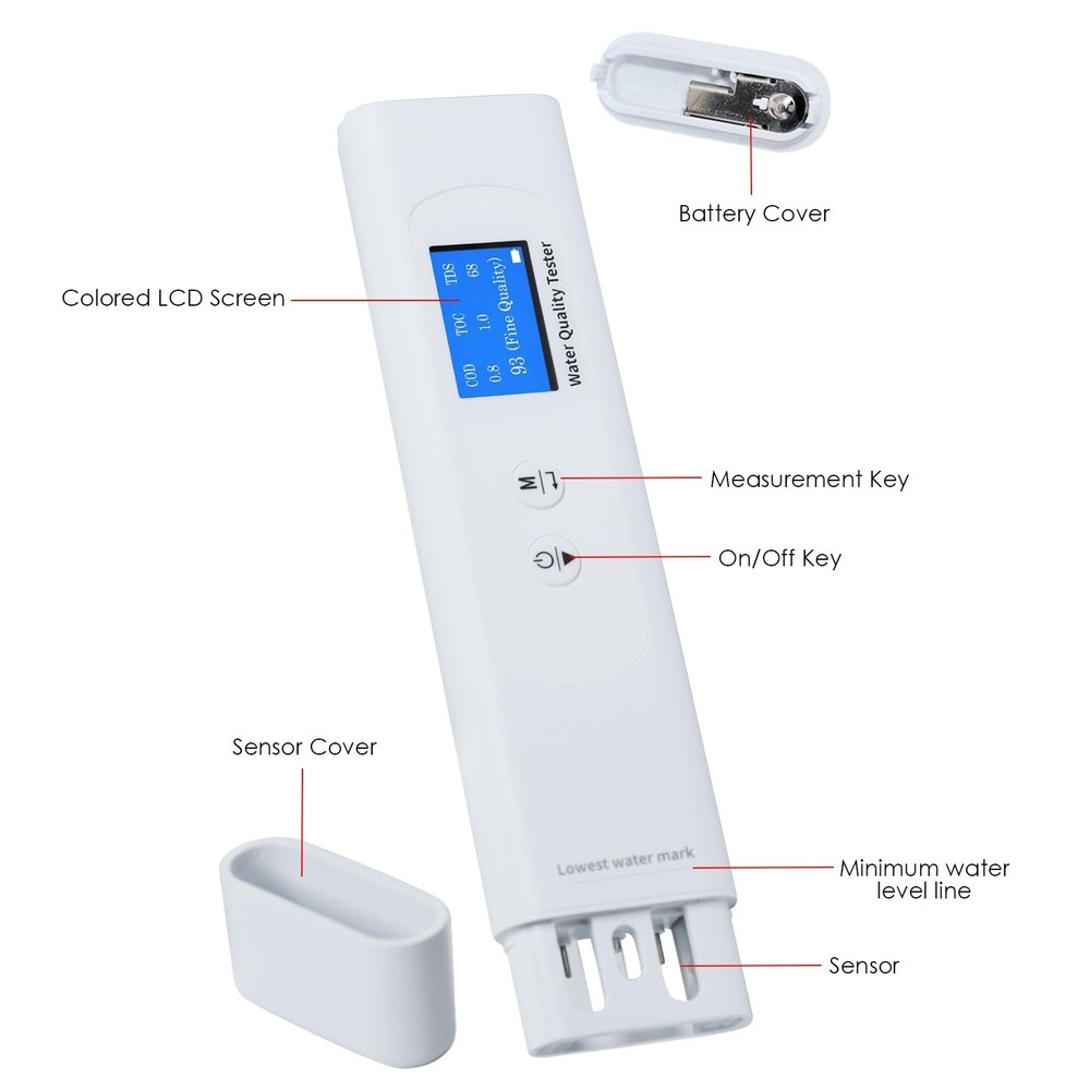 Water Quality Tester for Drinking Water, Portable 6-in-1 TDS Meter TOC, COD, ...