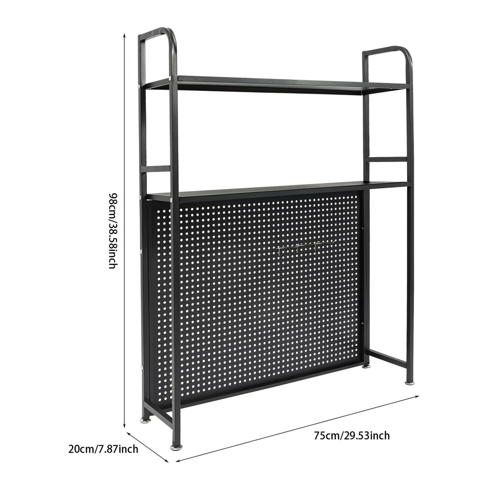 2-Tier Desktop Shelf Bracket with Pegboard Tabletop Organizer Bookshelf Storage