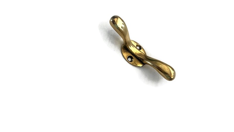 4 solid brass small 3" Hand Cast 7.5cm Cleat Tie Down Rope HooK CURTAINS loop