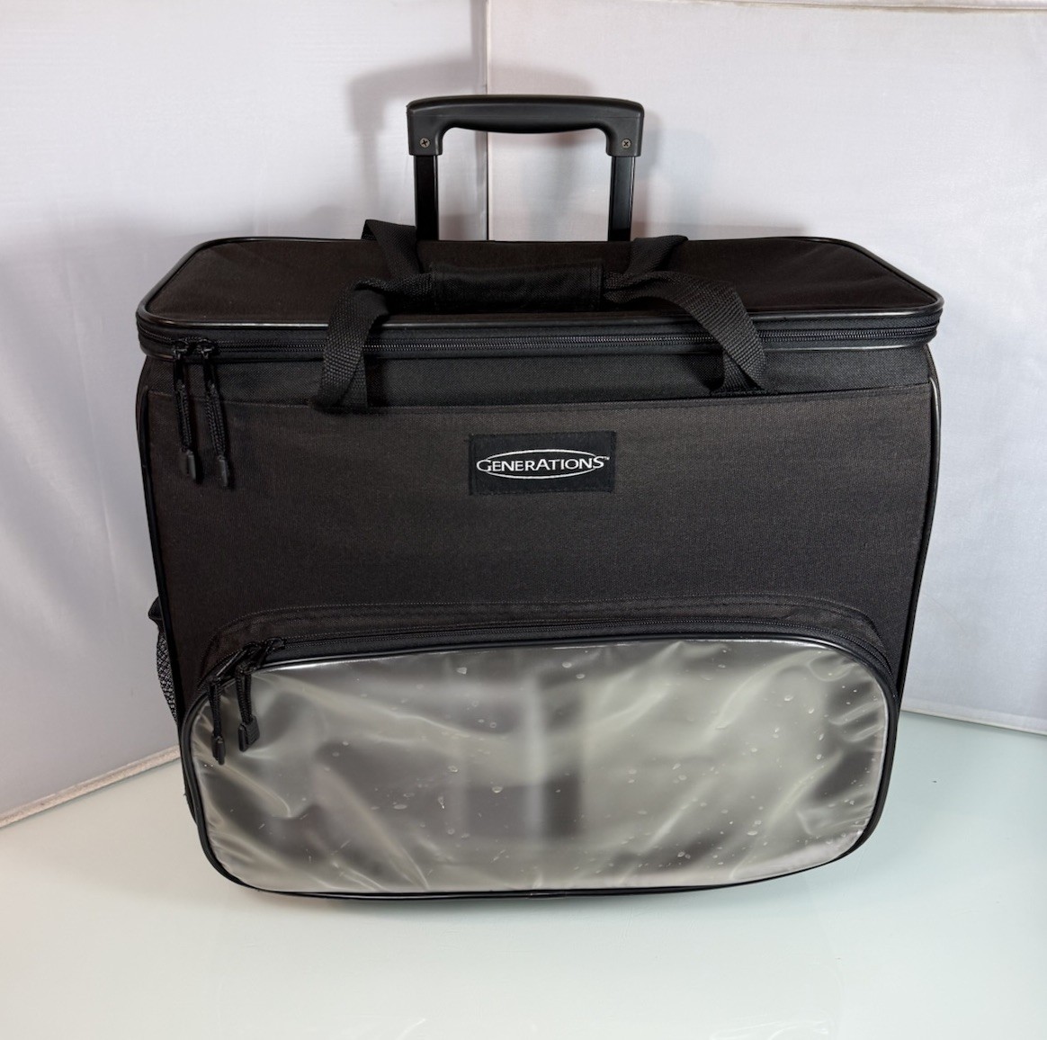 Generations Black Zippered Rolling Travel Sewing Bag Storage Case Tote 18.5x8x15