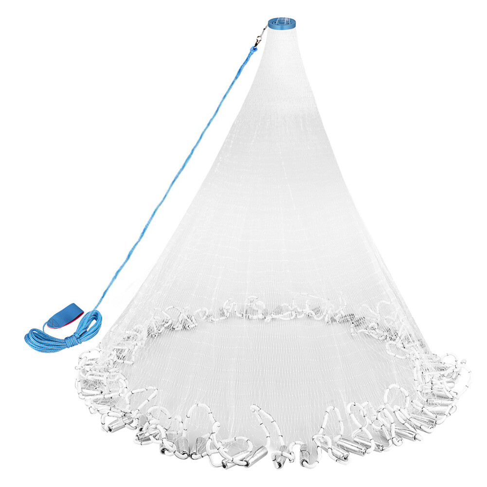 8/10/12/14/16FT Fishing Cast Net Bait Easy Throw Hand Cast Strong Nylon Mesh USA