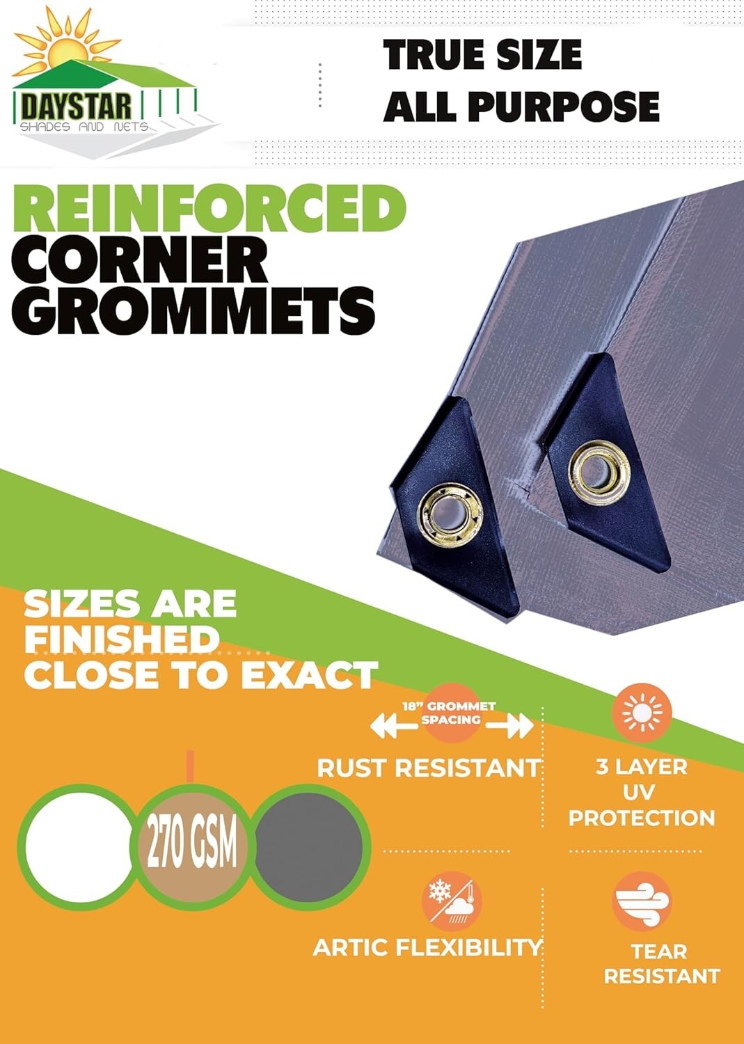 16 MIL Thick Ultra Heavy Duty Silver Tarp 3ply Waterproof 9.5 oz UV Protected