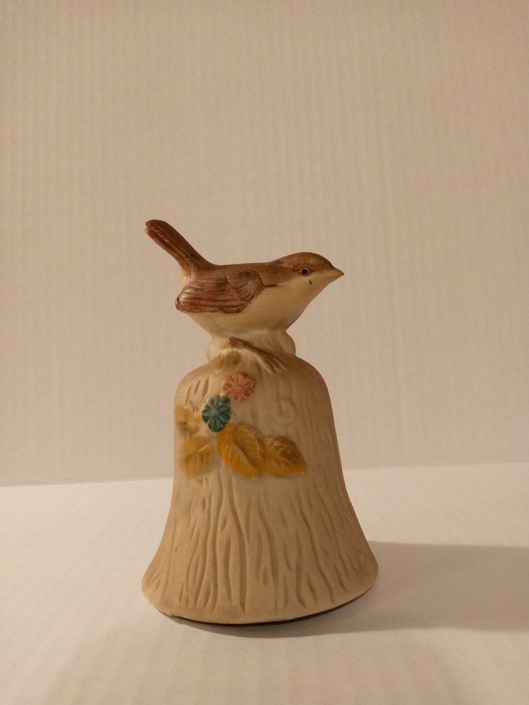 4.25" Brown Ceramic Bisque Bird Bell
