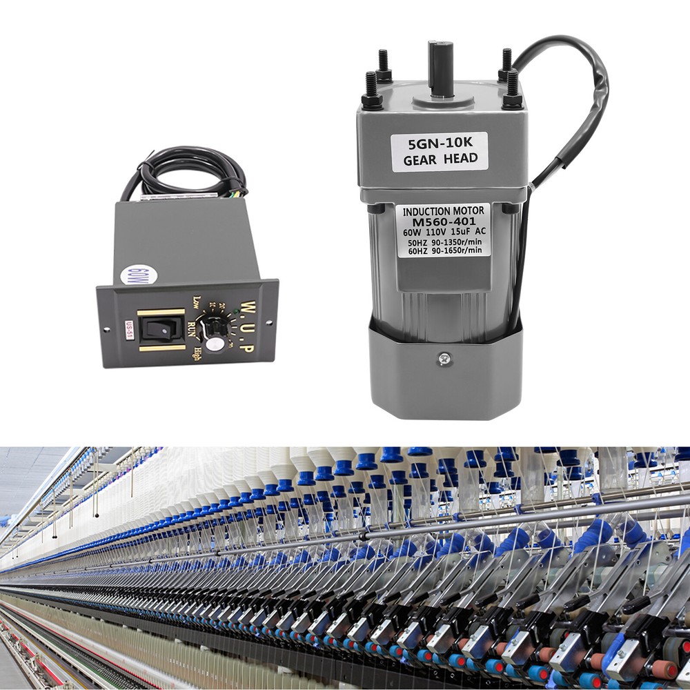60W 110V AC Gear Motor Electric Variable Speed Controller Single-phase 1:10（10k）