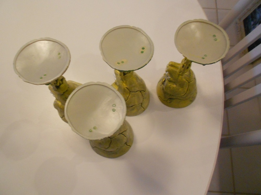 SKELETON GOBLETS (4) PLASTIC VG+ CONDITION 7" TALL