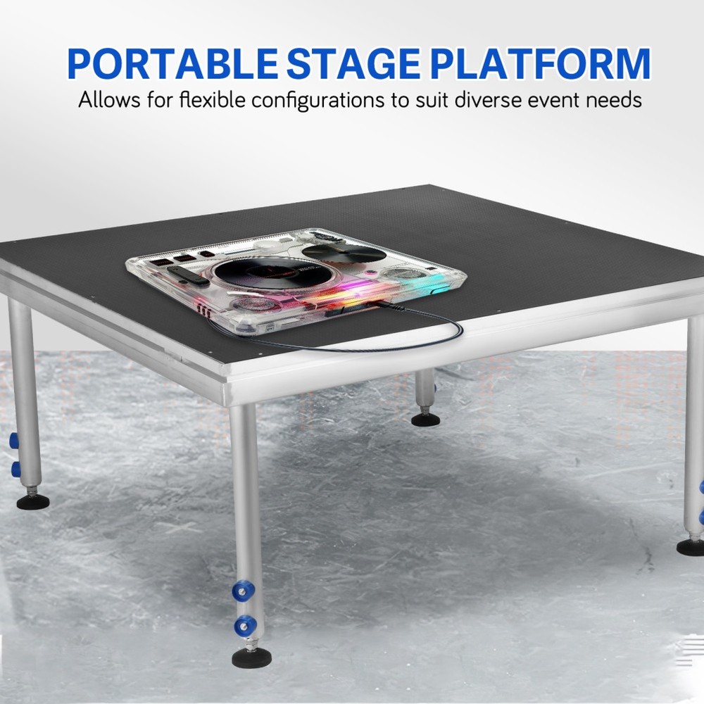 4x4FT Aluminum Stage Platform Adjustable Height Folding Modular Riser 24-40 inch