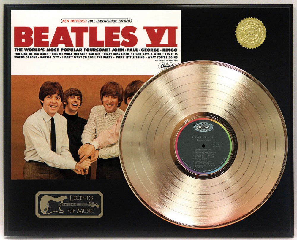 Beatles - Beatles VI Gold LP Record Plaque Display