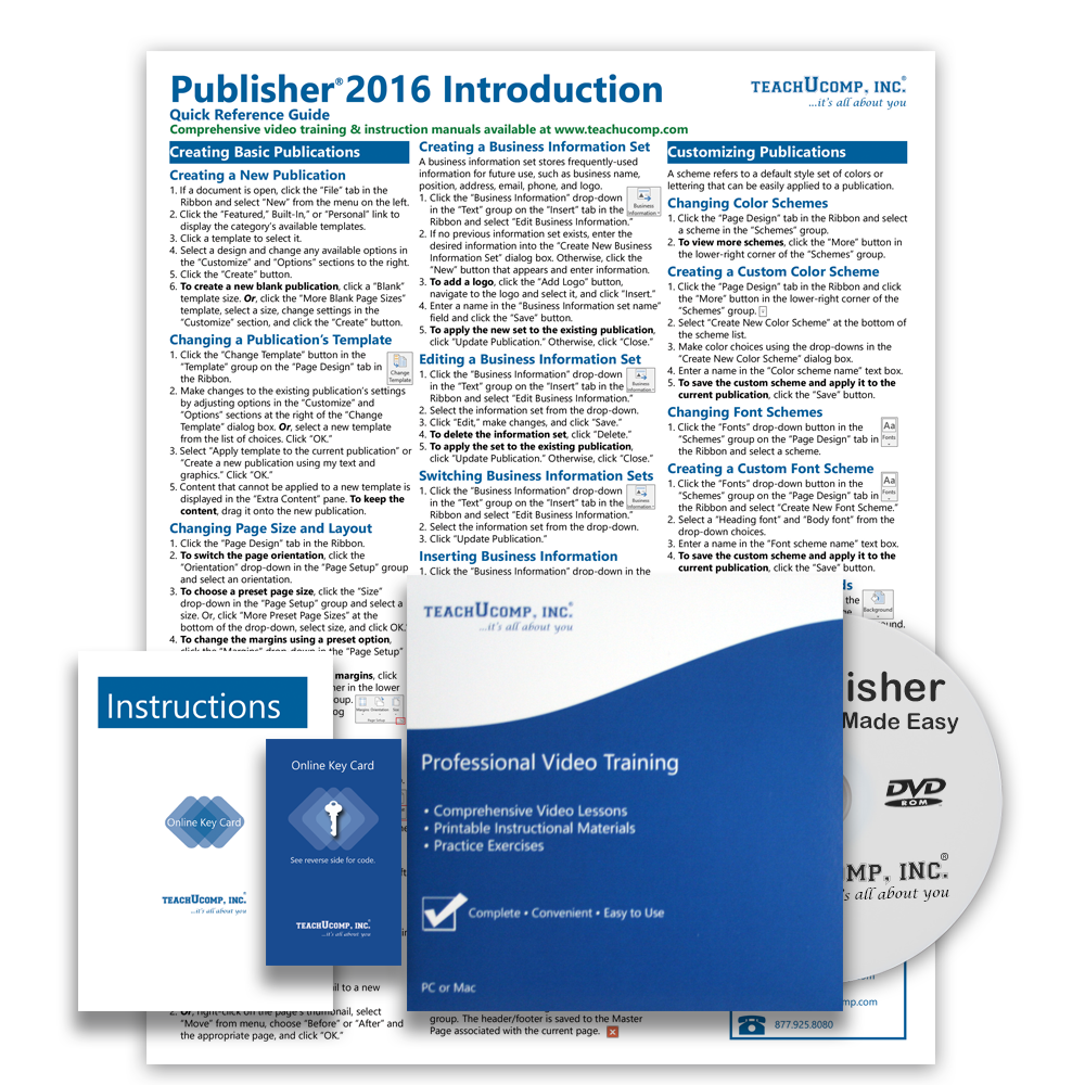 MICROSOFT PUBLISHER 2016 DELUXE Training Tutorial Course & Quick Reference Guide