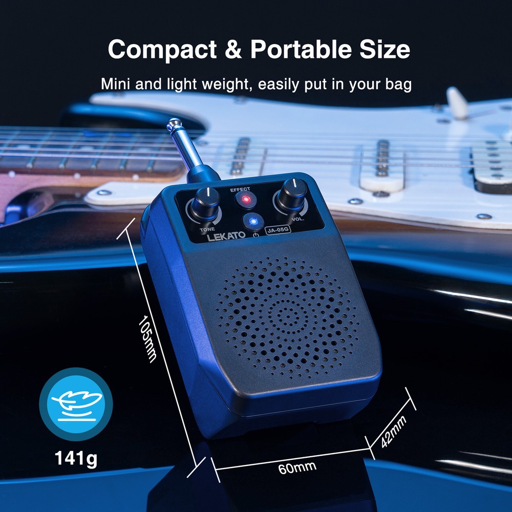 LEKATO Portable Mini Guitar Amp Rechargeable Bluetooth Combo Amplifier 4 Effects