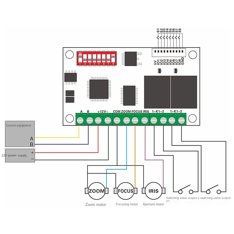 12V 2Way Lens Decoder IR Light Wipers Auxiliary Relay Compatible PELCO Protocol
