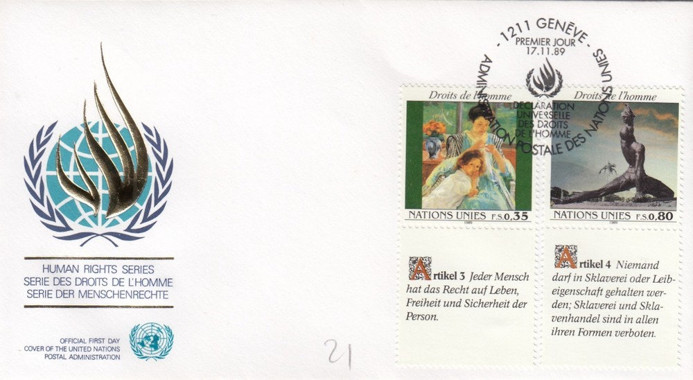 UNITED NATIONS LOT 3 FDC FIRST DAY (L21)