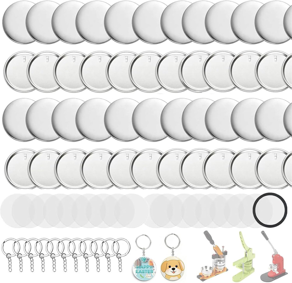 Button Maker Keychains Supplies, 200 Pcs 58Mm Pin Maker Set, Metal Button Maker