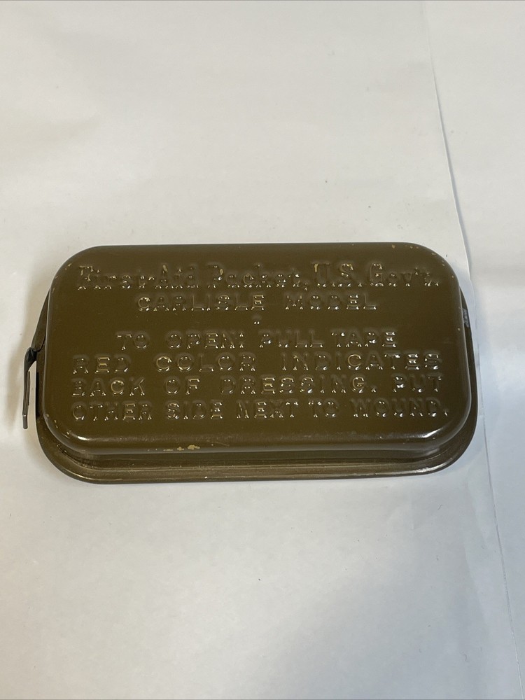 WWII US Army Infantry Medic First Aid Carlisle Bandage Tin Web Kit NICE Late War