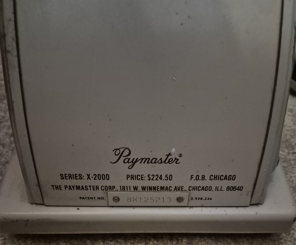 Vintage Paymaster Check Writer X 2000