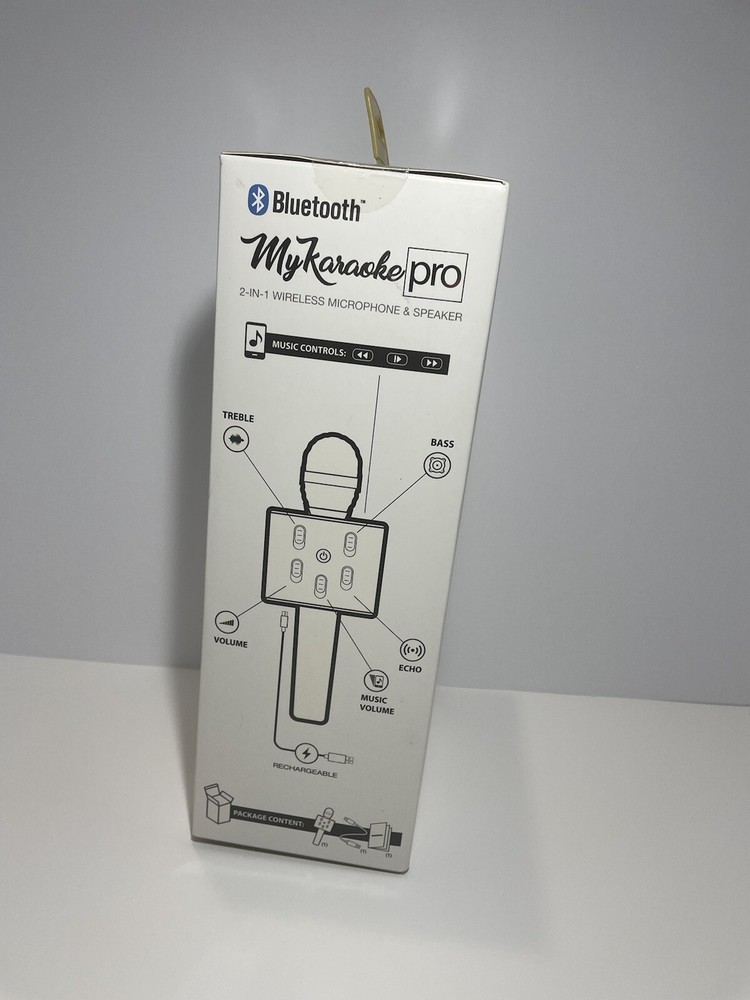 MyKaraoke Pro Bluetooth 2-in-1 Wireless Microphone & Speaker --NIB