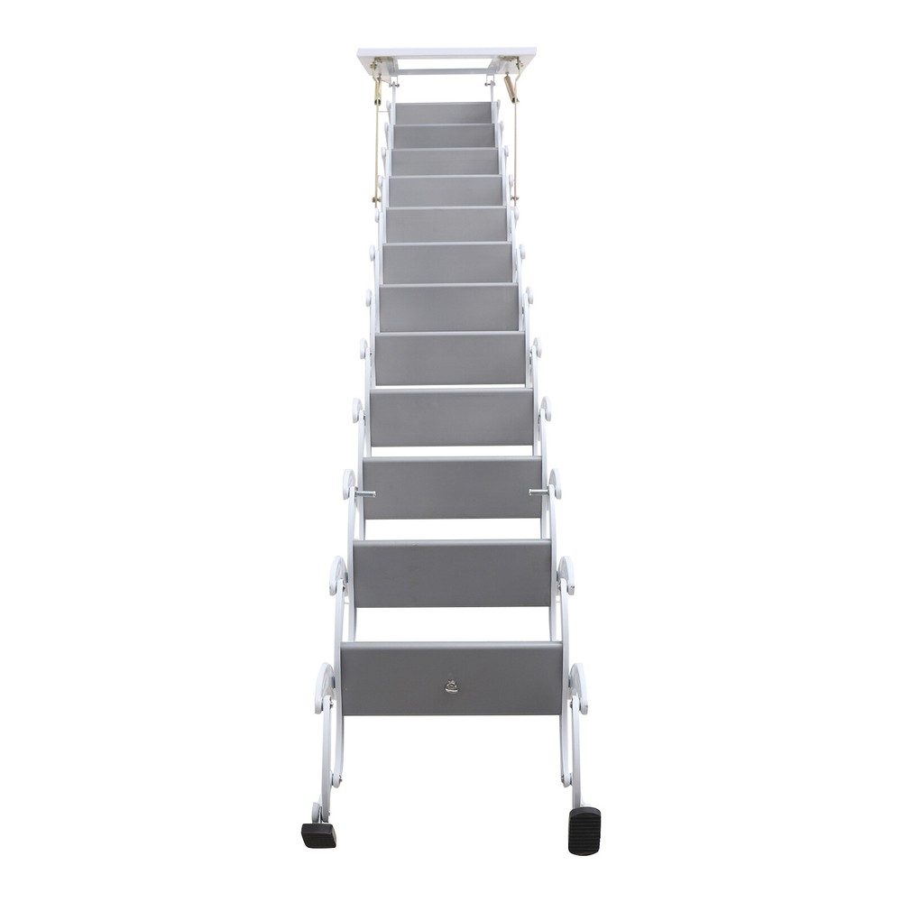 12 Step Wall Mounted Telescoping Loft Ladder Pull Down Folding Attic Stairs
